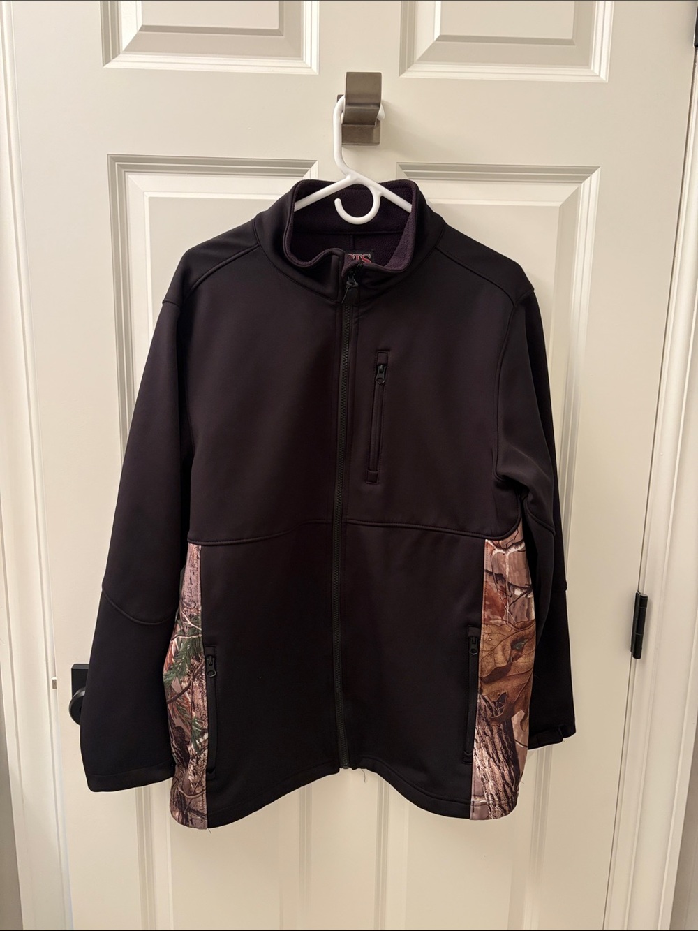 Men's Black Field Jacket with Camo Panels